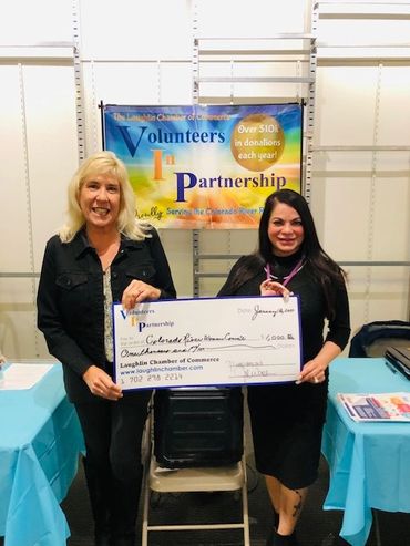 Renee Schrier Annette Wegman received a donation of $1000 from Laughlin VIPS