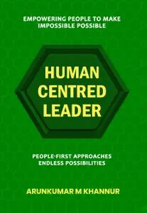 Book cover titled 'Human Centred Leader' by Arunkumar M Khannur in green.