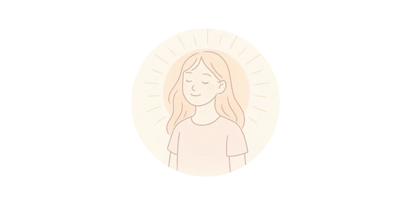 Pastel line art of teenage girl with soft light radiating around her, for self-esteem & confidence.