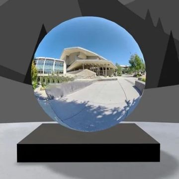 Picture of a residential home through a "bird's-eye" lens.
