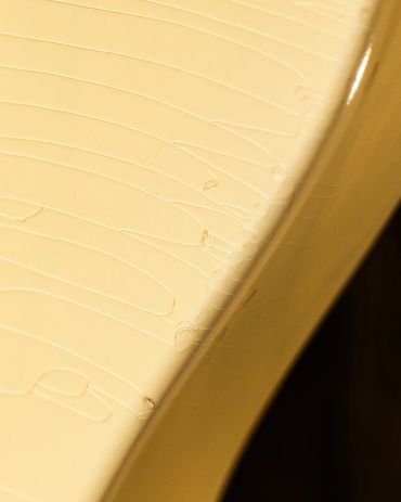 Relic'd '68 Vintage Blonde on a 1968 Telecaster Body with Light Aging and Distressing. Close Up.