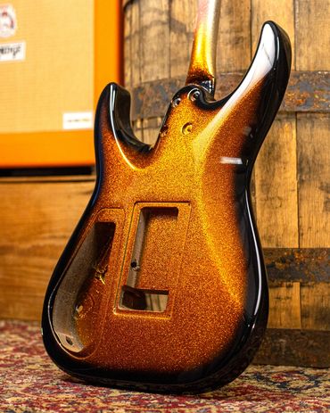 Heritage NOS Ember Burst Flake on a Soloist Style Body. Rear.