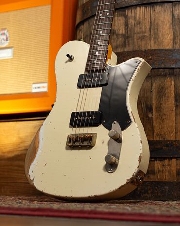 Relic'd Olympic White Tomcat with Heavy Aging & Distressing. Front Shot.