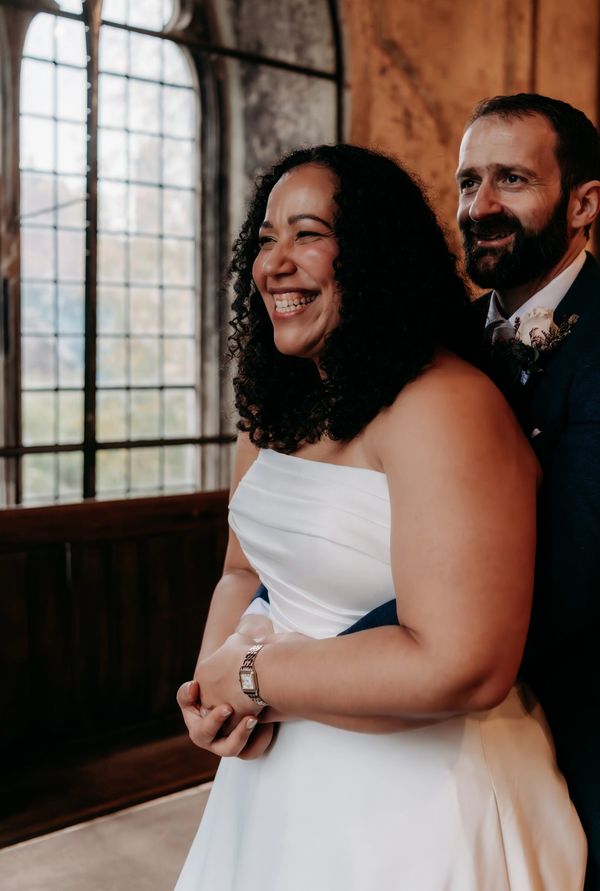 Bride and groom celebrate their Southville Celebrant wedding ceremony at the Mount Without, Bristol