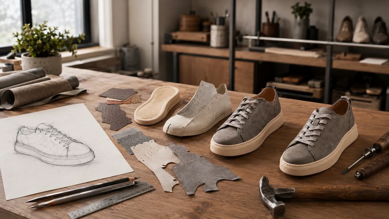 various elements at the work table illustrating the development process