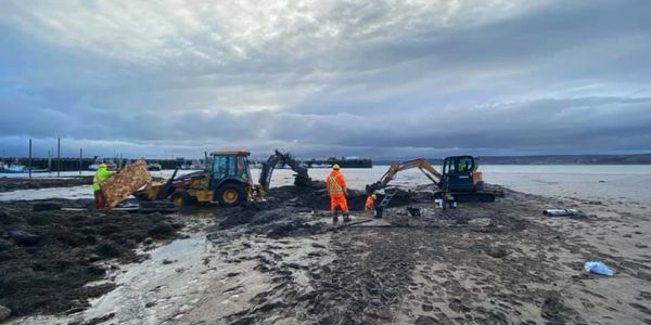 Versatile Excavation working on the shore
