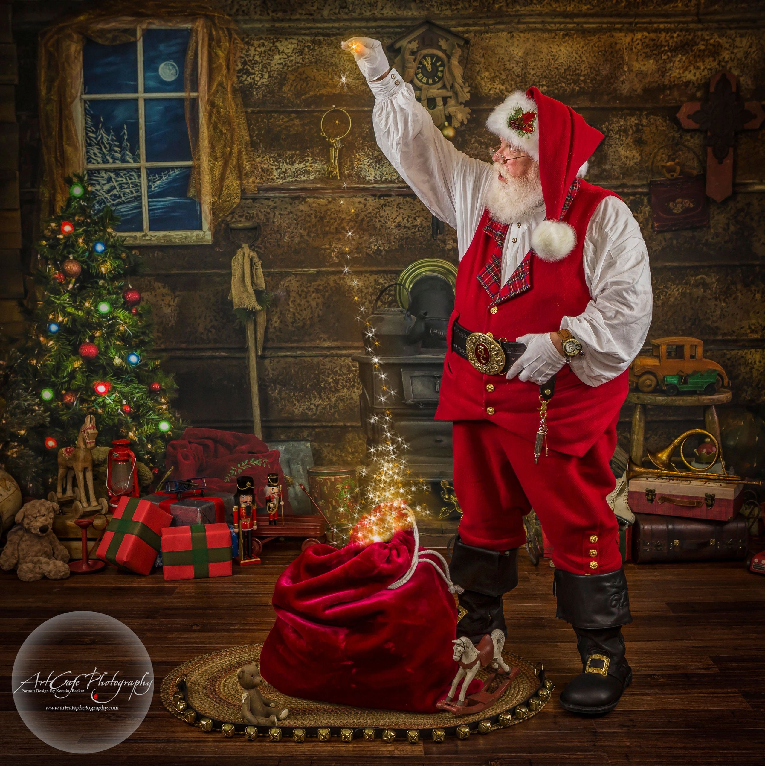 Santa Bob placing magic into his bag