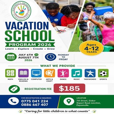 Summer school program for ages 4-12 from July 6 to August 7, 2026.