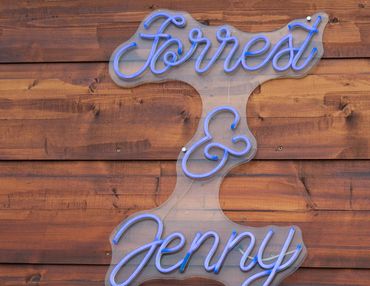 Forrest & Jenny neon sign.