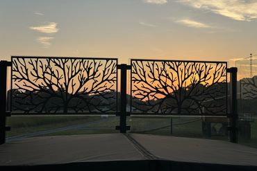 Tree of Life Image on upper glass rails around Morticia & Gomez hot tub.