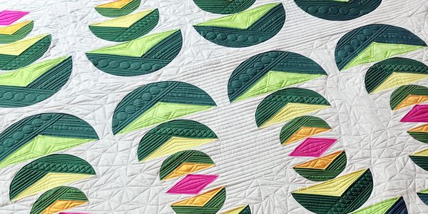 Palm Fronds curves and diamonds modern quilt and quilting