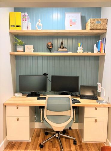 Custom desk and shelves