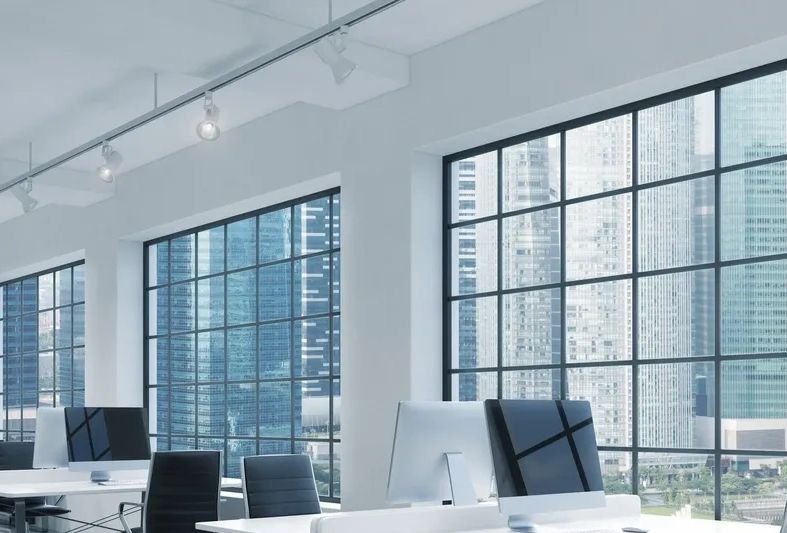 Desks and laboratory countertops. No pores make solid surface very hygienic choice for medical space