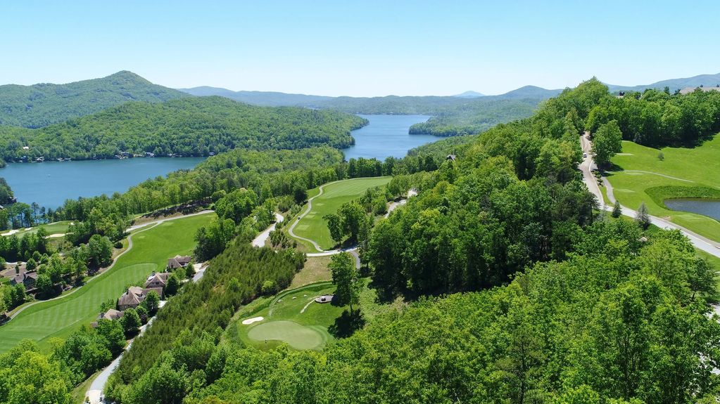 Peaceful waterfall view at Lake Burton in North Georgia