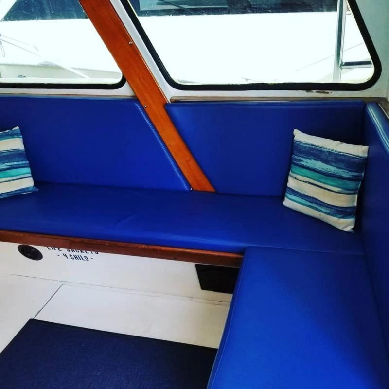Inside the cabin of the charter boat Hard Charger in Destin, FL.