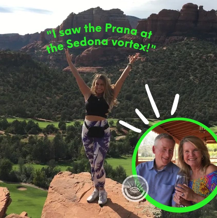 Young lady celebrating a Sedona Vortex Experience. Couple enjoying wine tasting in Sedona.