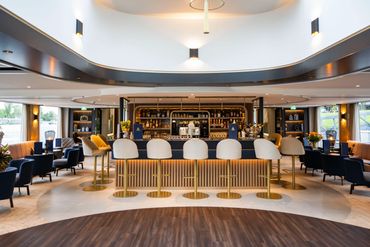 Danube River cruise lounge and bar area (Gay River Cruise 2027).