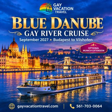Blue Danube Gay River Cruise September 2027 with Gay Vacation Travel, sailing from Budapest to Vilsh