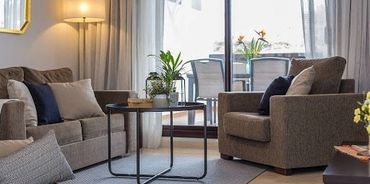 Lounge for relaxation overlooking terrace balcony