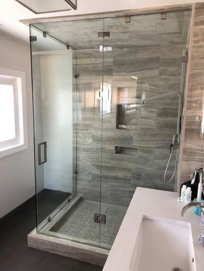 residential frameless custom glass shower enclosure