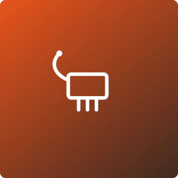 White electrical plug icon on a gradient orange background.