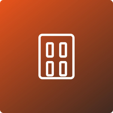 Icon of a white window on an orange gradient background.