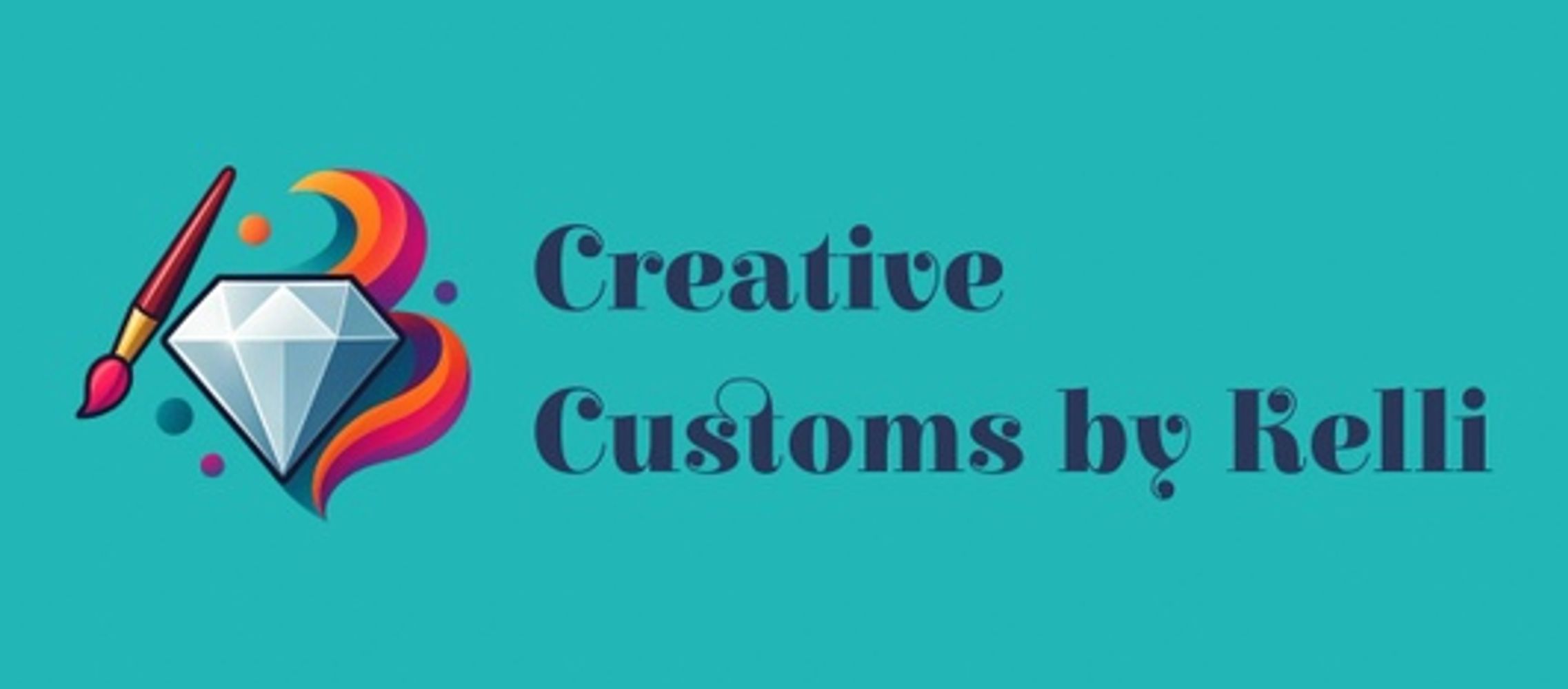 Logo for Creative Customs by Relli with diamond and paintbrush design.