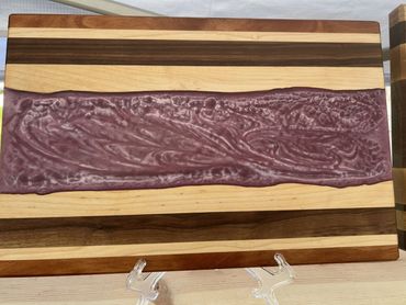 Lilac & Yellow Epoxy Cutting Board