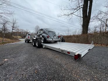 lowered car, volkswagen beetle, car trailer, trailer rental, westminster, taneytown, gettysburg, tow