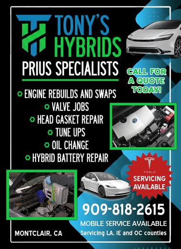 Tony's Hybrids offers specialized Prius and Tesla repairs including engine, battery, and oil services in Montclair, CA.