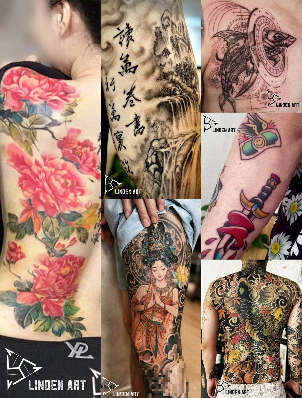 collage photo of tattoos
