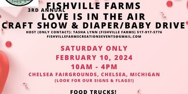 Fishville Farms Love is in the Air Craft Show on pink background