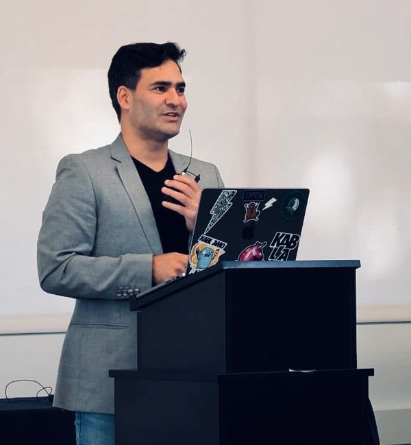 Millan Kaul speaking at Microsoft Reactor in Redmond in USA, Seattle Innovate QA event