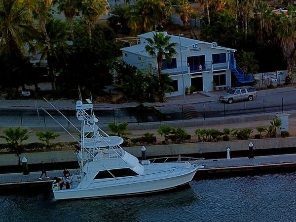 Riviera 43 docked in picturesque Marina Puerto Los Cabos, blending luxury and performance seamlessly