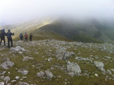 Training in the clouds on the Carneddau.
