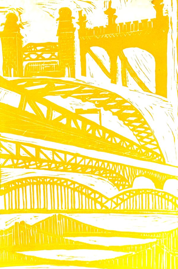 Yellow abstract of Pittsburgh bridges