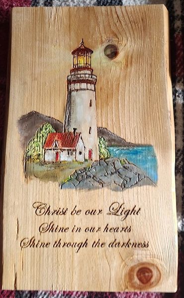 Christian Wall Religious Decor.  Live edge wall plaques with scriptures. Lighthouse Inspiration.  