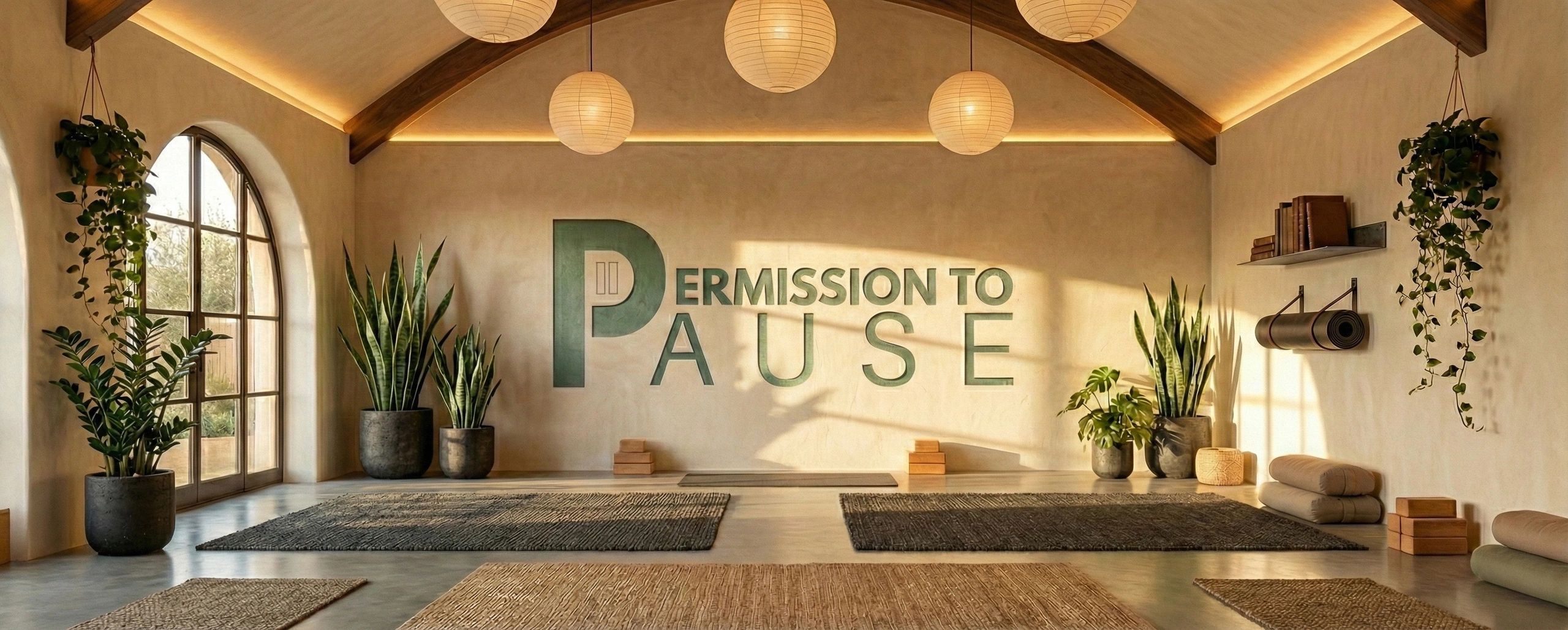 Yoga mats in a professional yoga studio