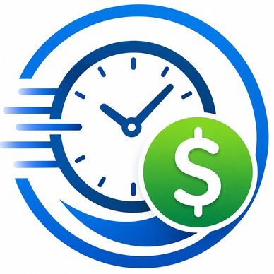 Clock with dollar sign representing time and money.