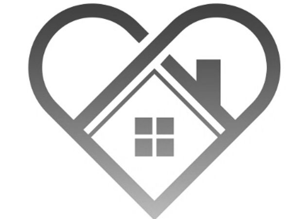 A house icon inside a heart-shaped outline symbolizing home and love.