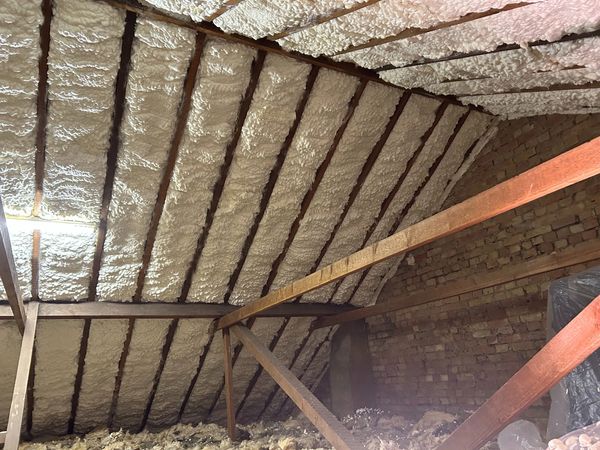 HBS spray foam open-cell applied to new roof lining as per specification