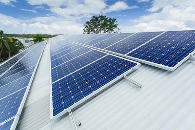 Commercial Rooftop Solar Installation on a metal roof