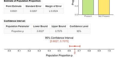 Screenshot of the Inference for a Population Proportion web app.