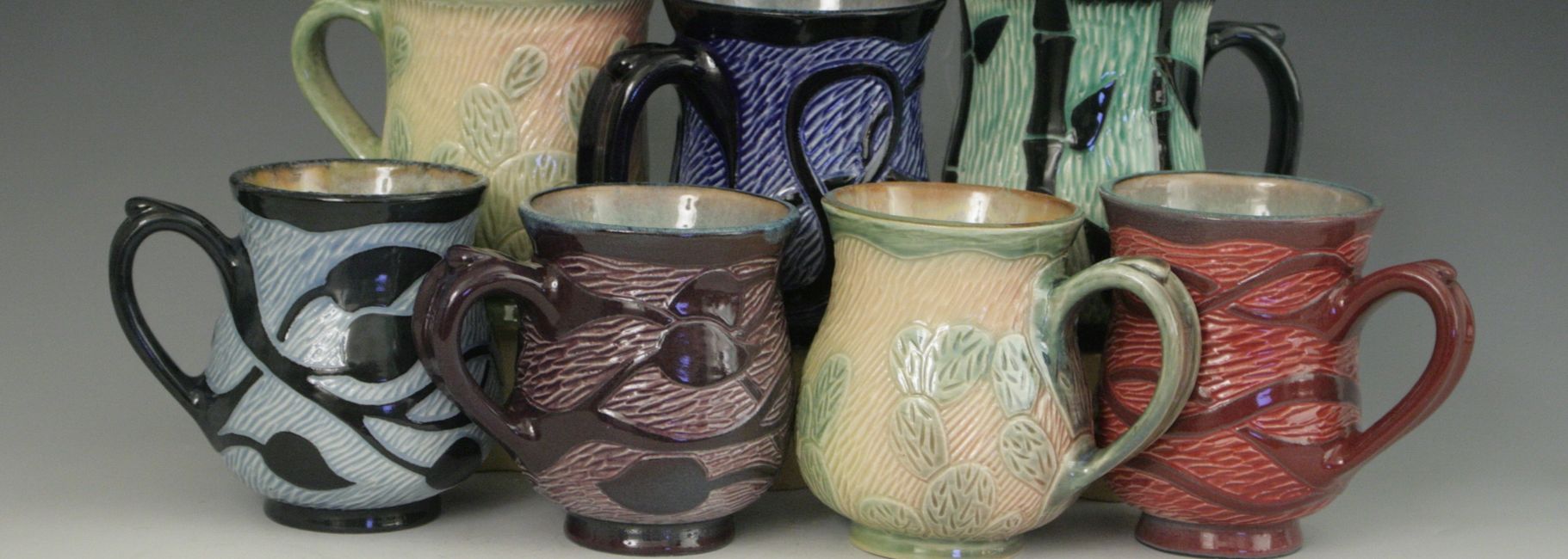 Sgraffito mugs by Lisa Harnish