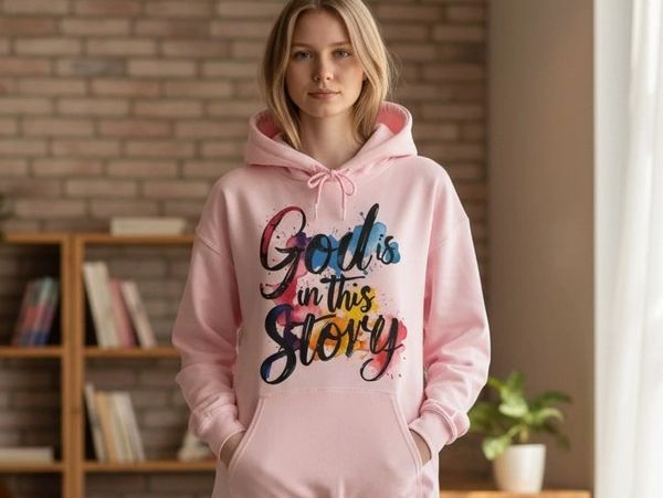 Woman wearing pink T shirt and looking ahead