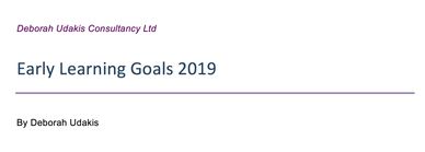 Early learning goals document by Deborah Udakis published in the spring of 2019.