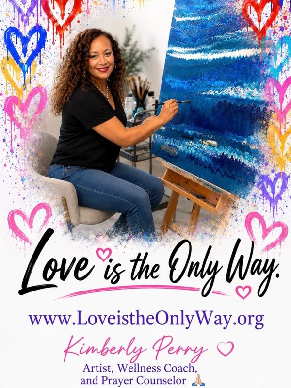 Woman painting with a message of love and wellness.