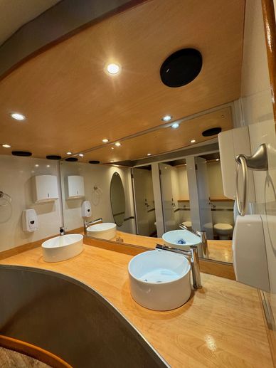 An inside look at our luxury portable toilets for hire in mid wales, sinks, taps and private toilets