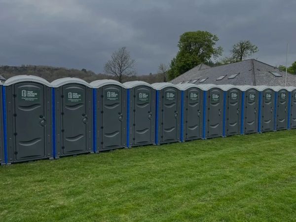 Row of portable toilets for an event in mid Wales