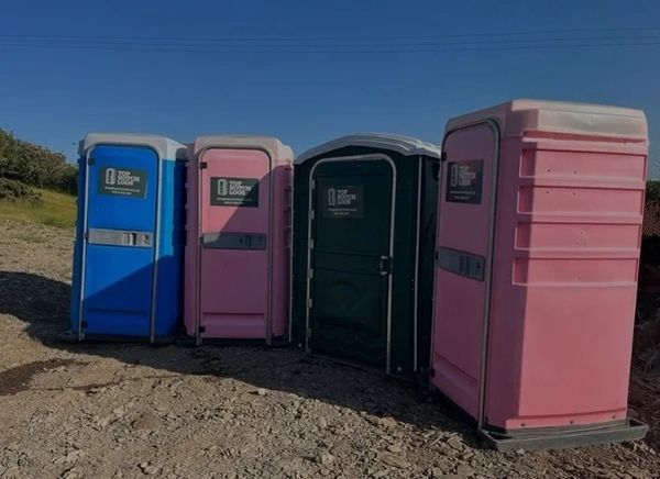 A row of wedding portable toilets for hire in mid wales
